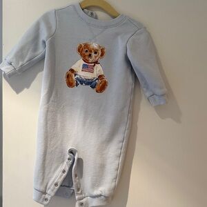 Ralph Lauren Polo Bear Baby Blue Romper